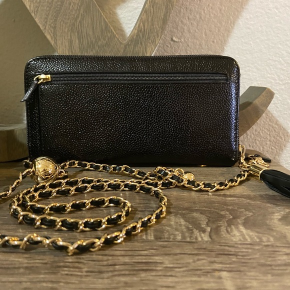 🖤🔱 Chanel Zippy Pearl Crush Wallet Chain Crossbody Shoulder Adjustable - Picture 5 of 13